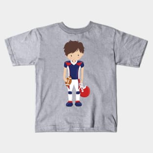 Rugby, American Football, Cute Boy, Brown Hair Kids T-Shirt